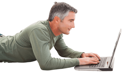 Man Lying Down Using Laptop with Transparent Background - Download Free Stock Videos Pikwizard.com