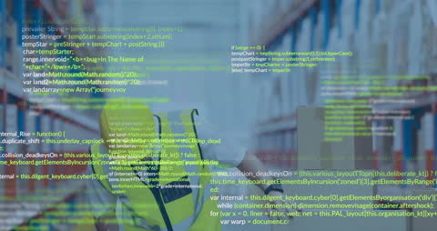 Digital Data Processing Over Man Working in Warehouse