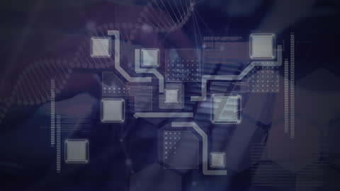 Digital Connections Animation Over Cityscape Background