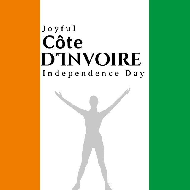 Image of joyful cote dinvoire independence day and human silhouette over flag of ireland - Download Free Stock Videos Pikwizard.com