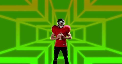 Abstract American Football Player with Futuristic Background