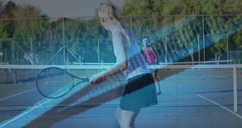 Dynamic Tennis Players in Intense Match on Sunny Outdoor Court