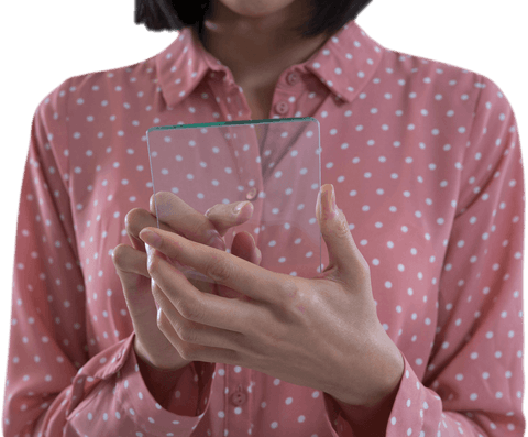 Woman Holding Transparent Glass Smartphone Mid Section - Download Free Stock Videos Pikwizard.com
