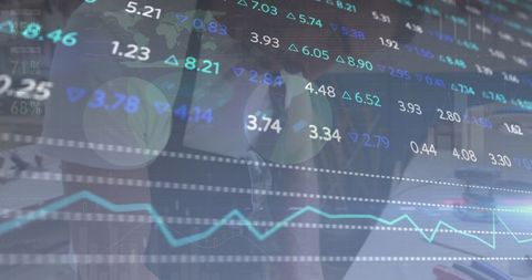 Digital finance stock market data overlay with global connections