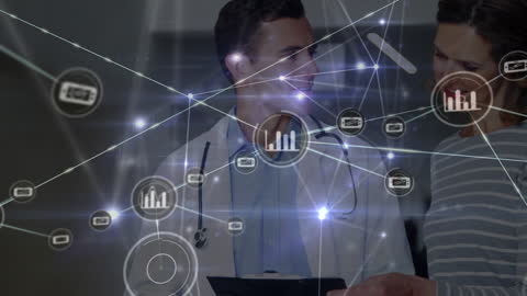 Doctor and Patient Engaging with Futuristic Medical Interface