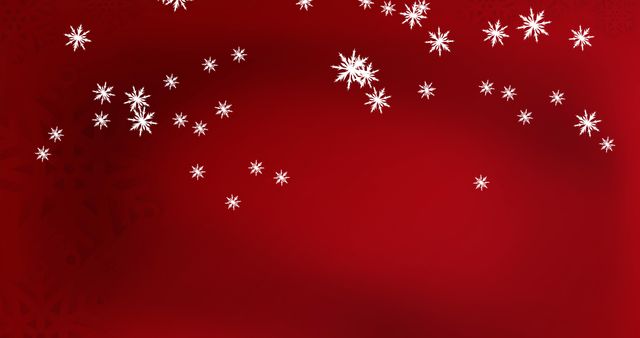 White snowflakes falling gently on a deep red background. Ideal for Christmas and winter-themed posts, holiday cards, invitations, festive decorations, web designs, or promotion of seasonal events.