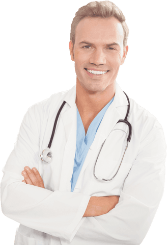 Confident Smiling Doctor with Stethoscope in Transparent Background