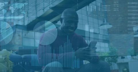 african american businessman analyzing virtual financial data - Download Free Stock Images Pikwizard.com