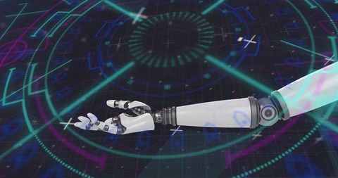 Futuristic Robotic Arm with Digital Interface - Download Free Stock Images Pikwizard.com