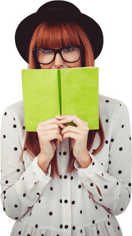 transparent hipster woman hiding behind bright green book - Download Free Stock Videos Pikwizard.com