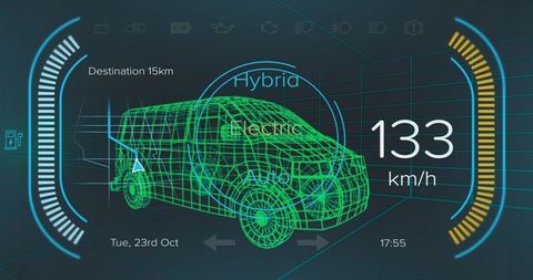Futuristic Vehicle Interface Display with Hybrid Concept