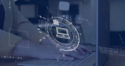 Digital Transformation with Laptop and Virtual Data Interface - Download Free Stock Images Pikwizard.com