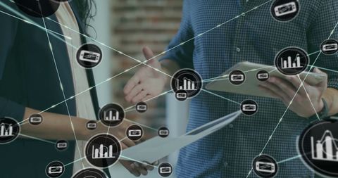 Business Professionals Collaborating with Digital Technology