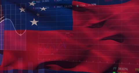 Samoan Flag Overlay on Financial Data Chart - Download Free Stock Images Pikwizard.com