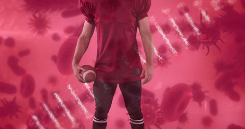 American Football Player Amid Virus Cells Highlighting Health Concerns