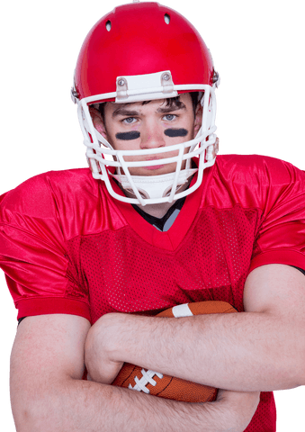 american football player in red uniform with strong stance and helmet on transparent background - Download Free Stock Videos Pikwizard.com