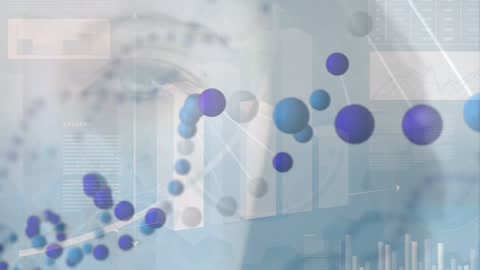 Futuristic DNA Strand with Data Overlay on Female Eye