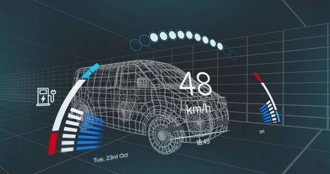 Digital Visualization of Electric Van's Speedometer and Dashboard - Download Free Stock Images Pikwizard.com