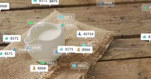 White Ceramic Pitcher on Rustic Burlap With Social Media Icons