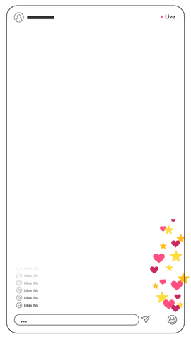 transparent smartphone live stream interface with hearts and stars - Download Free Stock Videos Pikwizard.com