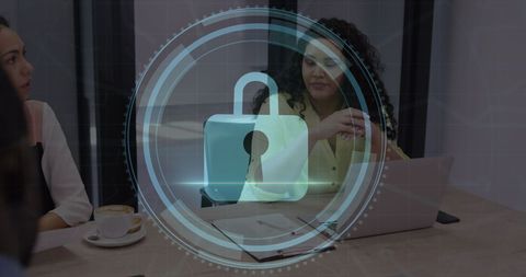 Cybersecurity Concept with Business Team Meeting and Data Protection Overlay - Download Free Stock Images Pikwizard.com