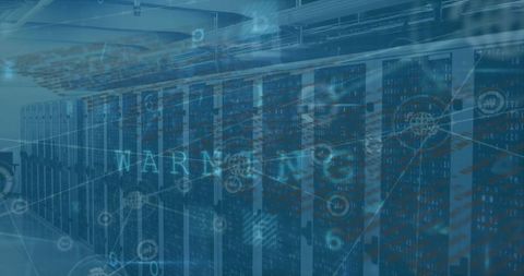 Server Racks in Data Center with Cybersecurity Warning Overlay - Download Free Stock Images Pikwizard.com