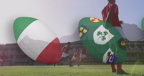 Rugby World Cup Concept with National Flags and Players - Download Free Stock Images Pikwizard.com