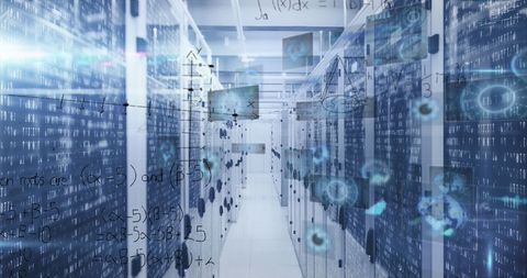 Complex Data Center with Mathematical Overlays - Download Free Stock Images Pikwizard.com