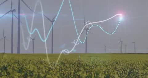 Digital Data Over Renewable Energy Wind Turbines in Rural Field