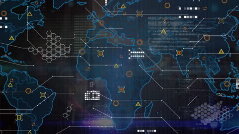 Digital World Network Visualized with Data Points