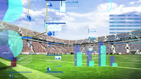 Digital Financial Data Over Sport Stadium Field