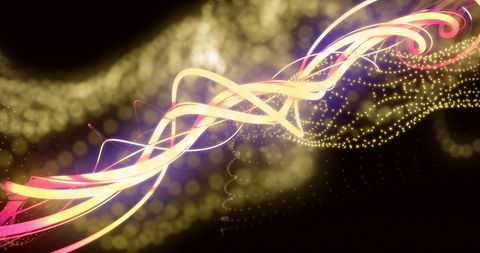Glowing Light Trails with Animated Yellow Mesh on Black Background - Download Free Stock Images Pikwizard.com
