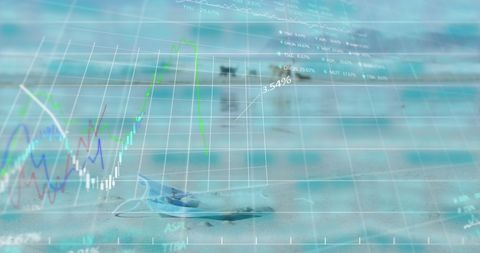 Stock Market Analysis with Beach Scenery and Mask Overlay