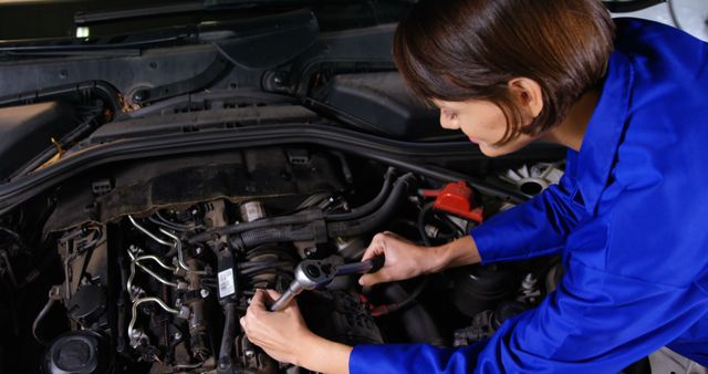 Female Mechanic Repairing Car in Professional Auto Service Workshop - Download Free Stock Images Pikwizard.com