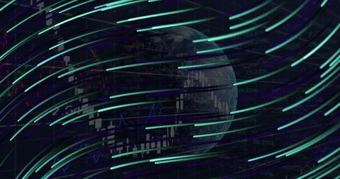 digital data stream with globe, finance and technology concept - Download Free Stock Images Pikwizard.com