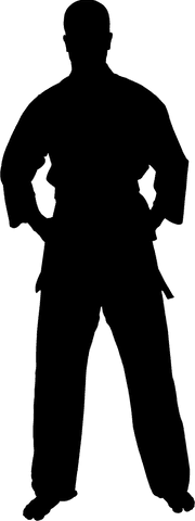 Silhouette of man with hands on hips on transparent background