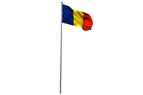 Romanian flag waving on transparent background