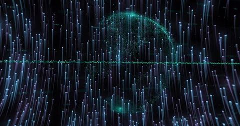 Futuristic Digital Data Visualization with Moving Particles