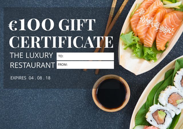 Elegant Gift Certificate for Fine Dining at Luxury Sushi Restaurant - Download Free Stock Templates Pikwizard.com