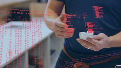 Digital Data Overlay on Man Using Credit Card on Smartphone
