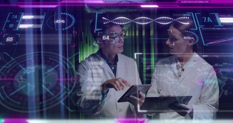 Scientists Analyzing Data with Futuristic Digital Interfaces - Download Free Stock Images Pikwizard.com