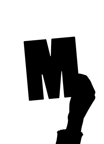 Hand holding letter m on transparent background