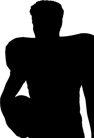 Transparent american football player holding ball standing motion