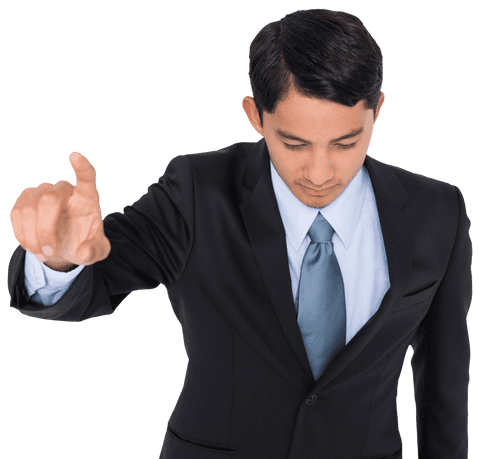 Businessman Pointing Down on Transparent Background - Download Free Stock Videos Pikwizard.com