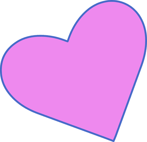 Bright pink heart icon on transparent background
