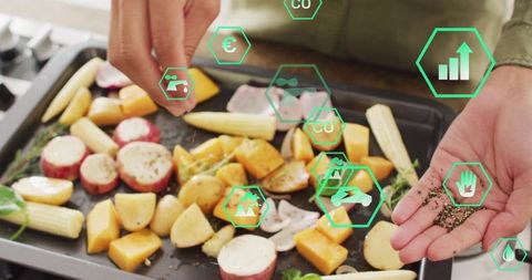 Preparing Fresh Vegetables with Digital Augmentation for Eco-Friendly Cooking