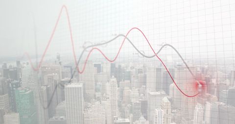 Statistical Graph Overlay on Cityscape Reflecting Business Trends