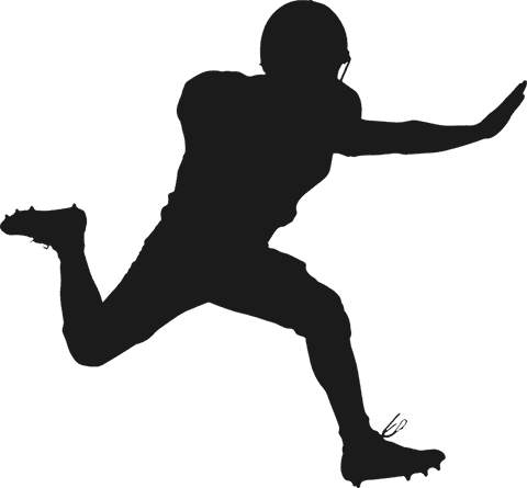 American football athlete silhouette on transparent background