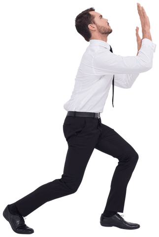 Transparent Businessman Pushing Against Invisible Barrier - Download Free Stock Videos Pikwizard.com