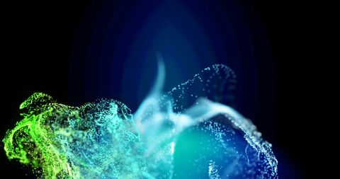 Abstract Particles with Green and Blue Clouds on Black Background - Download Free Stock Images Pikwizard.com